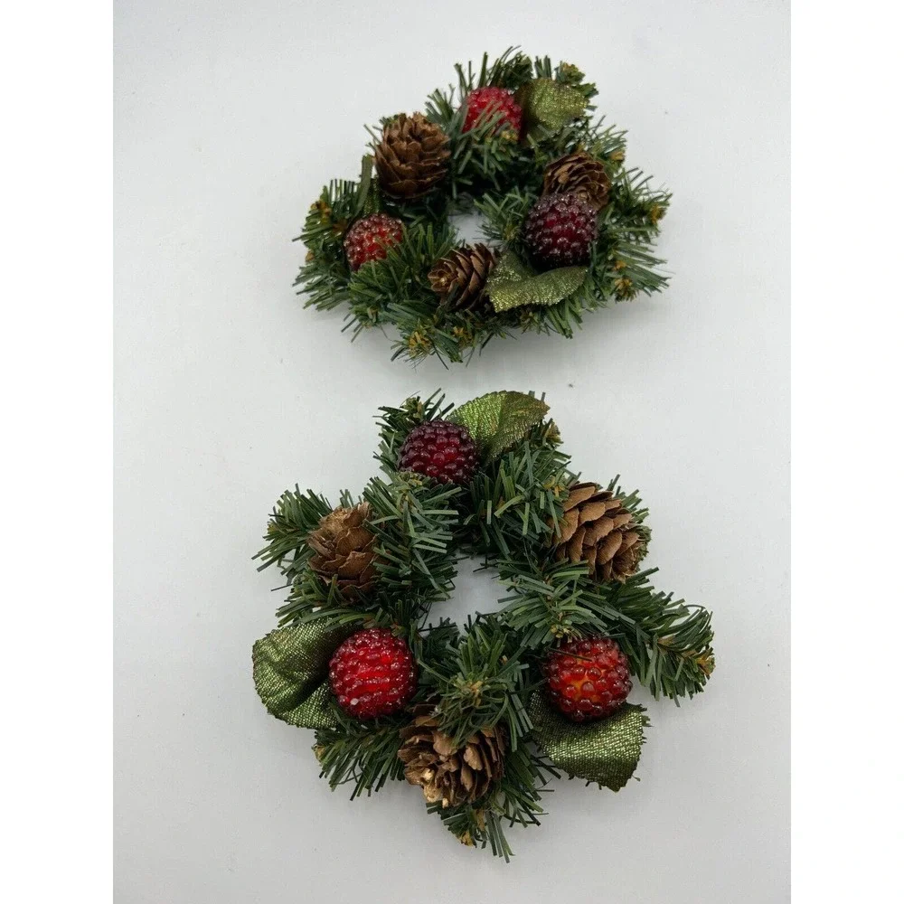 Vintage Christmas Plastic‎ Holly Berry Candle Ring Wreaths